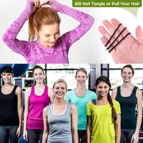 Reusable Black Elastic Hair Ties for Women & Kids - No Metal, 100 Pack, 4MM