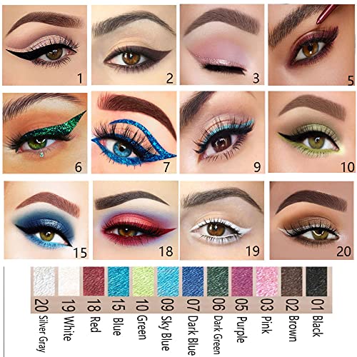 12-Color Eyeliner Pencil Set - Waterproof Glitter & Matte