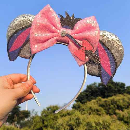 Mouse Ear Headbands for Women Giltter Bow Headband for Girls Birthday Party Decorations