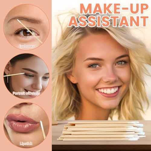 1600PCS Precision Microblading Cotton Swabs, 4 inch Pointed Cotton Swab, Disposable Cotton Sticks for Makeup, Cleaning Nail Polish, Eyebrow, Tattoo Permanent Supplies, Craft