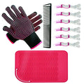 Heat Resistant Styling Gloves with Hair Clips & Comb Set