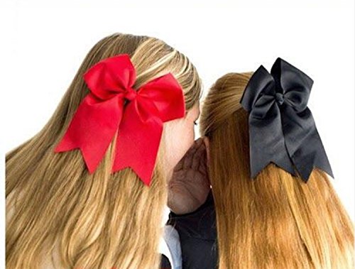 Cheer Bows Hot Pink Cheerleading Softball - Gifts for Girls and Women Team Bow with Ponytail Holder Complete your Cheerleader Outfit Uniform Strong Hair Ties Bands Elastics by Kenz Laurenz (1)