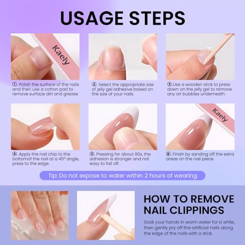 evpct Baby Pink Glazed Almond Short Press-On Nails with Ombre Design