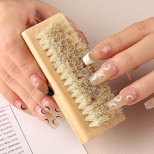 2Pcs Bamboo Nail Brush Set for Cleaning Fingernails & Toenails
