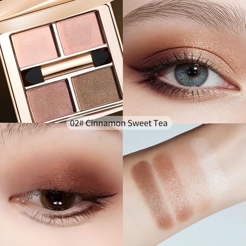 Light Peach Pink Mocha Brown Eyeshadow Palette with Mirror