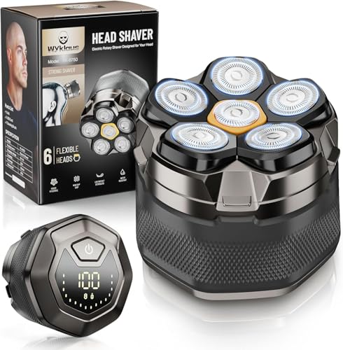 Wyklaus 6D Electric Head Shaver for Men, Waterproof Wet Dry
