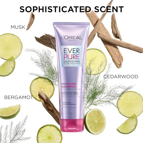 L'Oreal Paris Moisture Sulfate Free Shampoo and Conditioner Set, Hair Care for Color-Treated Hair with Rosemary Botanicals, EverPure, 1 Kit