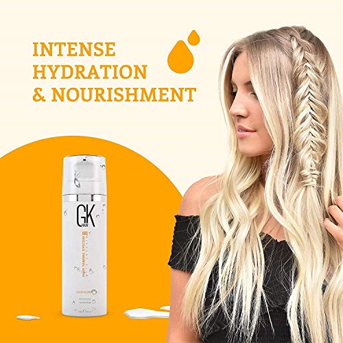 GK HAIR Global Keratin Leave in Conditioner Cream 130ml - Organic Argan Oil Hair Serum For Frizz Control Dry Damage Hair Repair 50ml