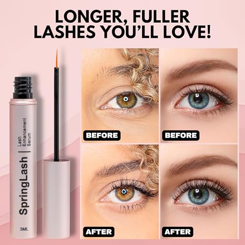 SpringLash Eyelash & Eyebrow Growth Serum with Biotin - Vegan & Cruelty-Free Lash Enhancer, 0.10 fl oz