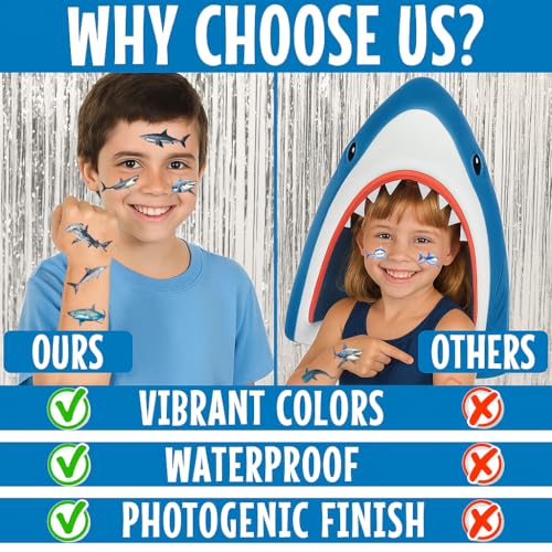 Generic 118 PCS Shark Tattoos Tattoo Temporary Stickers for Boys Kids Adults Themed Birthday Party Favors Decorations Supplies Favors Decor Theme School Prizes Rewards