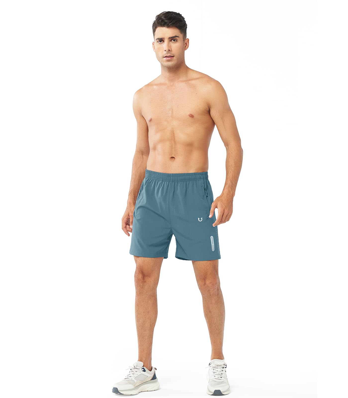 NORTHYARD Men's Athletic Running Shorts Quick Dry Workout Shorts 7"/ 5"/ 9" Lightweight Sports Gym Basketball Shorts Hiking Exercise GREYBLUE-5inch S