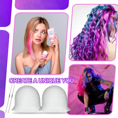 Reusable Silicone Hair Highlight Cap with Hooks - 2 Pack