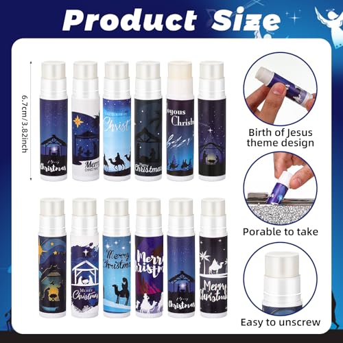 Maxcheck 48 Pcs Christmas Christian Lip Balm Bulk Mini Nativity Scene Lip Balm Moisturizing Gift Christmas Stocking Stuffers for Xmas Religion Christians Gifts