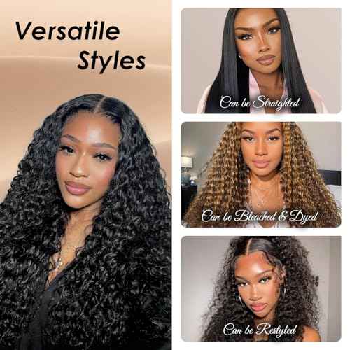 Lynch 15A Burmese Curly Bundles Human Hair, 16 Inch 1 Bundle 3C4A Water Wave Quick Weave with Spiral Curly End, Real 100% Unprocessed Kinky Curly Raw Human Hair Extensions for Women Natural Black