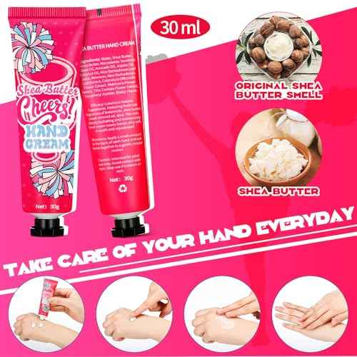 24 Pcs Cheer Team Homecoming Gifts Bulk Hand Cream Lotion Cheerleader Goodie Bag Stuffers Cheerleading Party Favors for Women Football Basketball Season Senior Night Items(Pink)