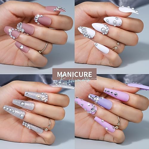 Silver Hair Gems & Pearls Set 2582Pcs Self-Adhesive