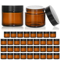 2oz Amber Glass Cosmetic Jars, 35 Pack with Black Lids