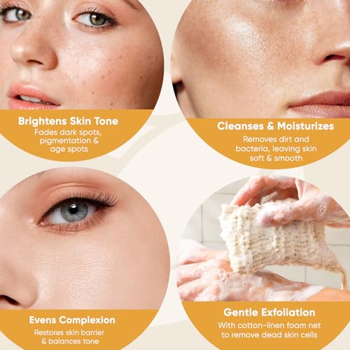 Kojic Acid Turmeric Soap Bars ? Dark Spot Remover & Skin Care, Handmade Face & Body Wash Bars with Niacinamide, Shea Butter, Tea Oil, Vitamin C (2 Pack, 8.5 Oz)