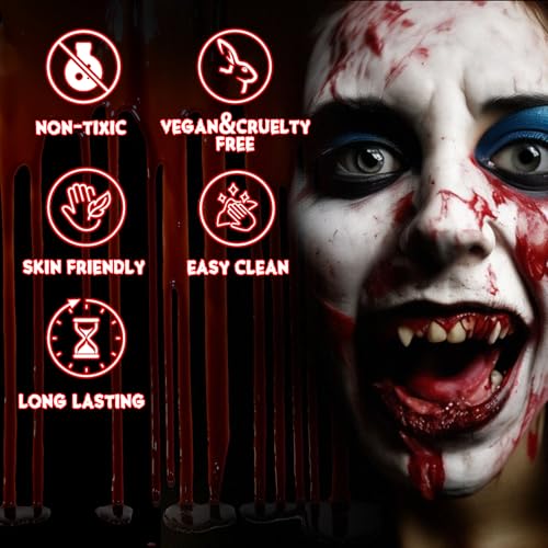 Halloween Fake Blood Makeup Kit - 3PC Set with Spray, Dripping & Gel