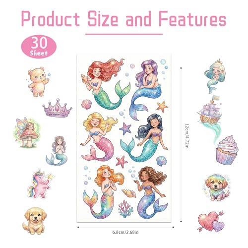 300+ Glitter Temporary Tattoos for Kids - 30 Sheets