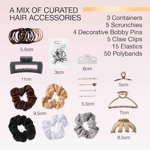 Scunci by Conair 82 Piece hair accessory kit - hair accessories for women - neutral colors- 3 stackable containers