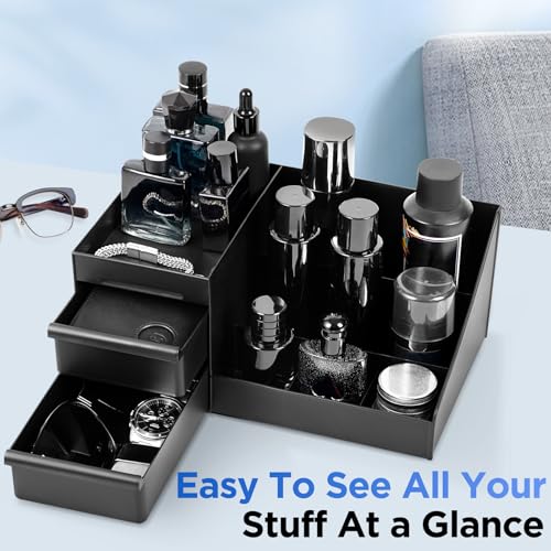 Cologne Organizer for Men with Drawers | Bathroom Perfume Storage