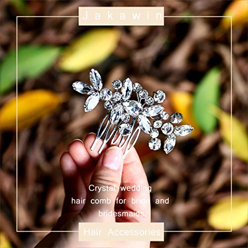 Silver Crystal Rhinestone Bridal Hair Comb Clip