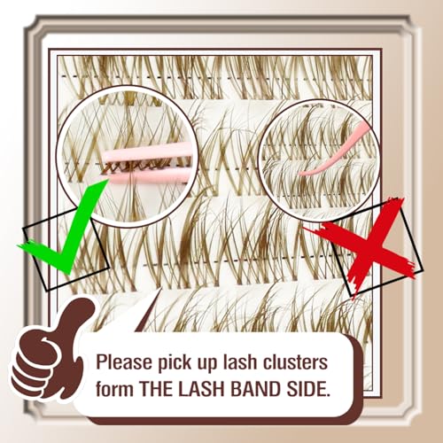 DAODER Brown Lash Clusters Natural Clear Band Brown Eyelash Clusters with Spikes 13mm Short Individual Lashes C Curl Wispy Cluster Eyelash Extensions DIY Lash Extensions for Doll Eyes Look 140pcs