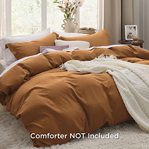 Bedsure Honey Ginger Twin Duvet Cover Set - Soft Prewashed Duvet Cover Twin Size, 2 Pieces, 1 Duvet Cover 68x90 Inches with Zipper Closure and 1 Pillow Sham, Comforter Not Included