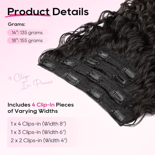 REECHO Curly Clip-In Hair Extensions 18" - 4PC Set