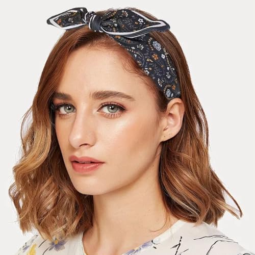 Boho Floral Knotted Headbands for Women, 3-Pack Non-Slip