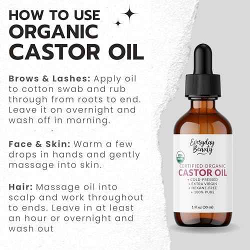 Organic Castor Oil - 100% Pure Certified USDA Organic, Cold Pressed & Hexane-Free, For Eyelashes, Eyebrows, Hair, Skin & Wellness Packs -1oz Glass Bottle & Dropper