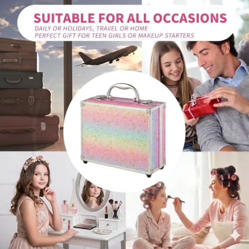 Hot Sugar Rainbow Makeup Kit for Teen Girls - Beginner Cosmetic Set with Eyeshadows & Lip Balms