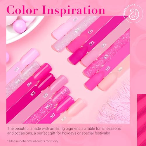 AZUREBEAUTY Dip Powder Nail Starter Kit - 8 Pink Colors with Matte & Top Coat