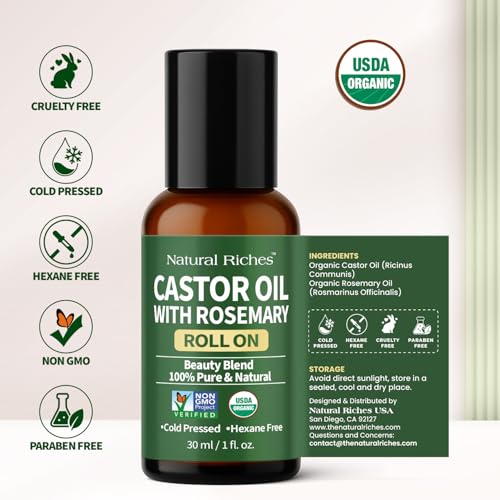 Organic Castor Oil with Rosemary Roll-On for Hair & Skin