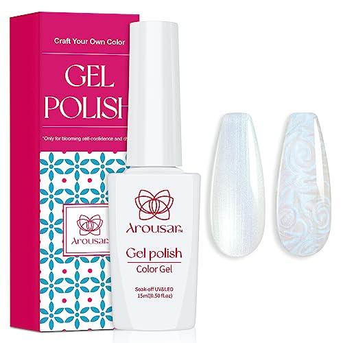 Arousar Gel Polish, 15ml Glitter White Color Soak Off Gel Nail Polish Swirl Thread Effect, Fall Hallowmas Quick Dry Nail UV LED Manicure Gel Nail Polish for Salon DIY at Home