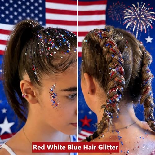 4th of July Body Glitter Stick - Red White Blue