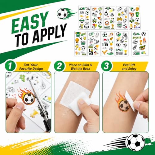 Soccer Temporary Tattoos - 10 Sheets 100+ Designs