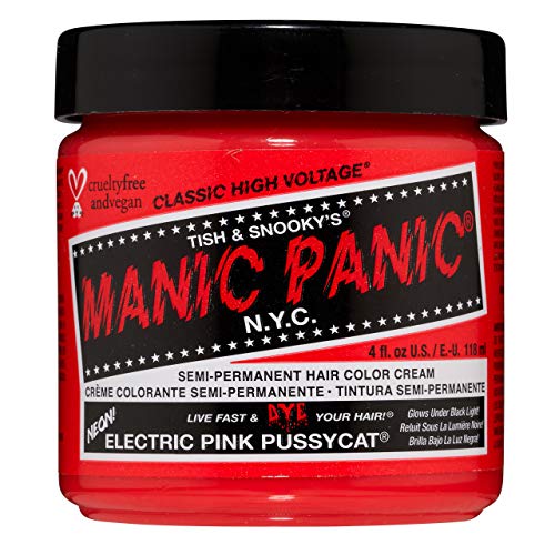 Manic Panic Electric Pink Pussycat Hair Dye - Semi-Permanent Neon Pink, 4 oz