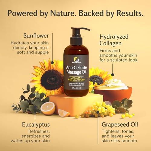 M3 Naturals Firming Body Massage Oil with Collagen – 8 Fl Oz