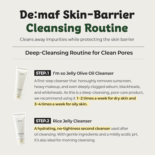 De:maf All Day Glow I'm So Jelly Olive Oil Cleanser(Tube), 76.8% Olive Oil, Jelly-like Makeup Remover for Pore Cleanse, Suitable for Sensitive Skin, Korean Skincare (150ml, 5.07, Fl Oz)