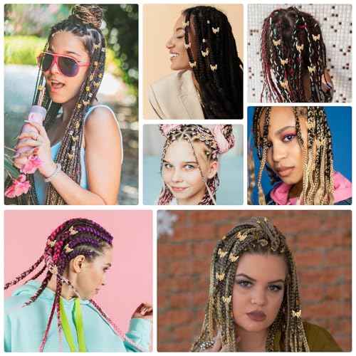Ouligay 30 Pcs Gold Butterfly Hair Clips for Women,Hair Rings for Braids Accessories,Hollow Butterfly Metal Claw Clips Strong Hold,3D Gold Jewelry for Women Fashion Styling