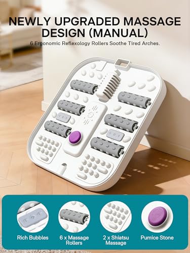 ALLJOY Collapsible Foot Spa with Heat & Bubbles, 6 Rollers
