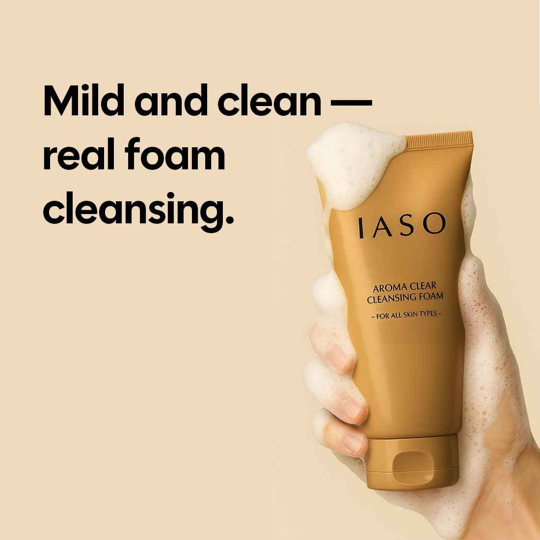 IASO Aroma Clear Cleansing Foam | Moisture-Retaining Korean Face Wash with Rose Water & Lavender, Rich Foaming Deep Cleanser & Makeup Remover, 5.29oz