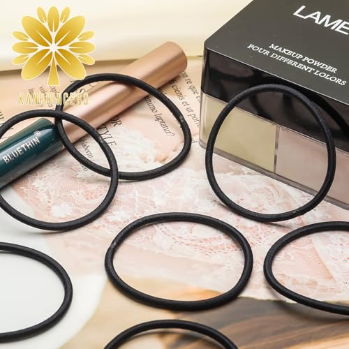 100PCS Black Hair Ties for Thick Hair - No Damage Elastic Bands