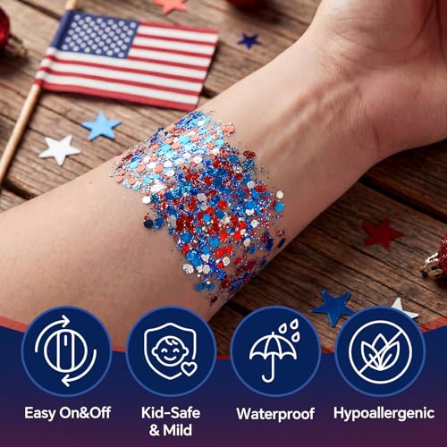 Red White Blue Glitter Stick for 4th of July