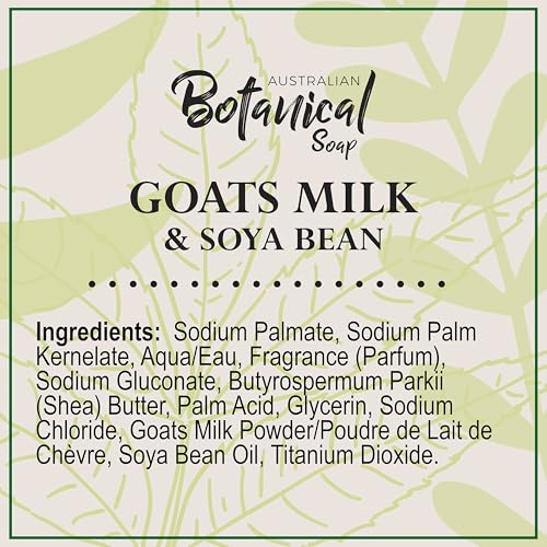 Australian Botanical Soap 6.6 OZ, Pack of 8, Goat Milk Soap Bars with Soya Bean Oil, Enriched with Organic Shea Butter, Suitable for All Skin Types, Packaging May Vary