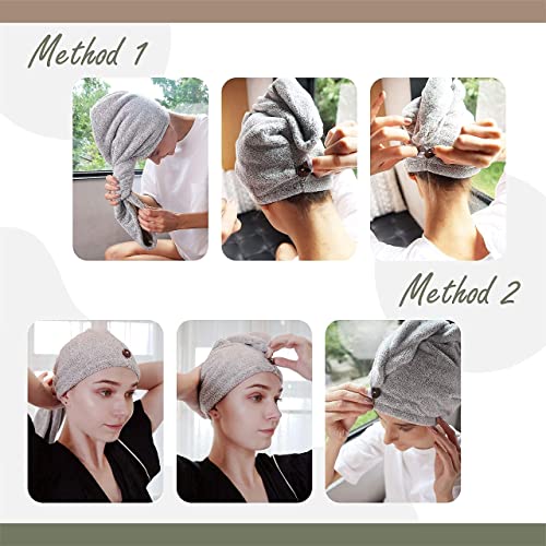 myHomeBody Hair Towel Wrap - Quick Drying Turban, Charcoal Fiber