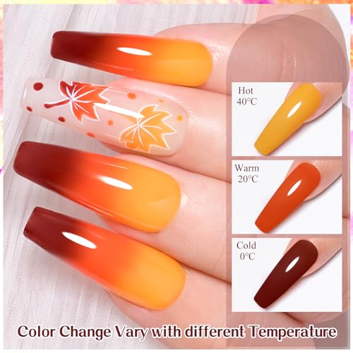 MEET ACROSS Color Changing Gel Nail Polish Set, 6 PCS Glitter Mood Temperature Change Gel Polish, Thermal Nail Gel Soak Off Long Lasting Manicure Color Changed Kit