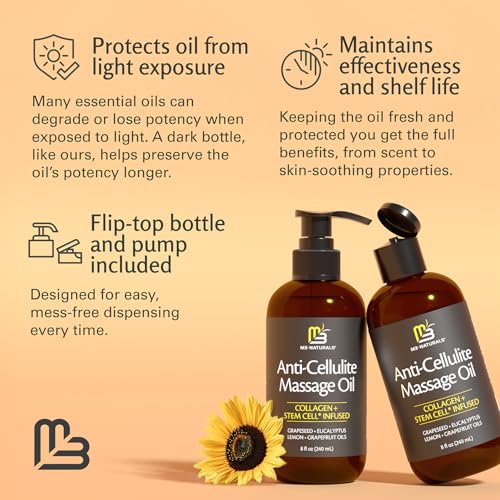 M3 Naturals Firming Body Massage Oil with Collagen – 8 Fl Oz